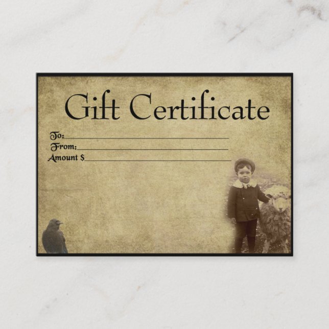 A Boy And His Sheepy- Prim Gift Certificate Cards (Front)