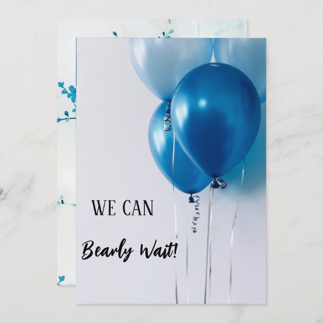  A Boy Blue Balloon Baby Shower Invitation. Invitation (Front/Back)