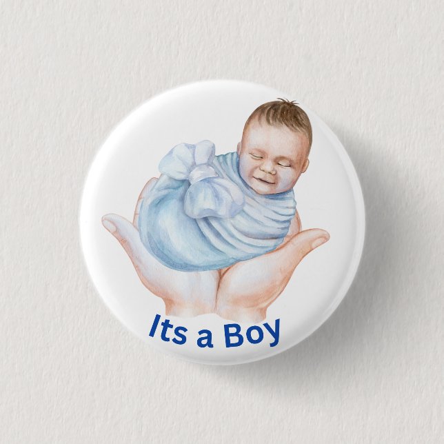 A Boy Cute Baby Shower Button Pin (Front)