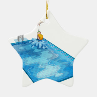 a boy in a swimming pool ceramic ornament
