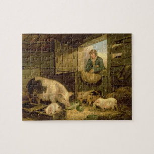 A Boy Looking into a Pig Sty, 1794 (oil on canvas) Jigsaw Puzzle
