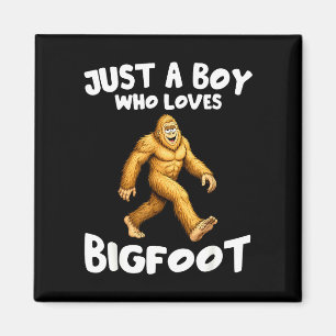 A boy who loves bigfoot sasquatch funny retro magnet