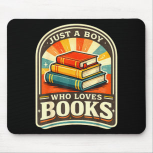 A boy who loves books funny bibliophile bookworm mouse pad