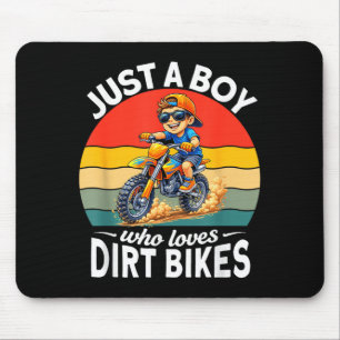 A boy who loves dirt bikes motocross enduro kids mouse pad