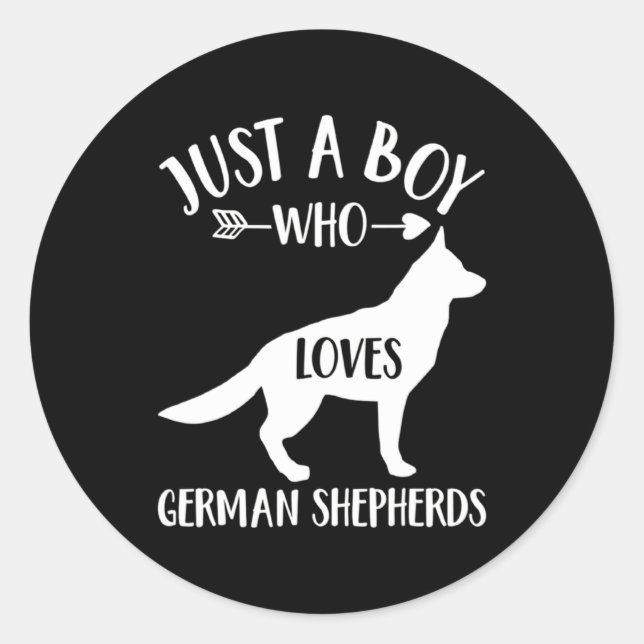 A Boy Who Loves German Shepherd Classic Round Sticker (Front)