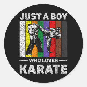 A Boy Who Loves Karate Vintage Taekwondo Karate Classic Round Sticker