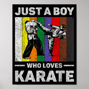 A Boy Who Loves Karate Vintage Taekwondo Karate Poster