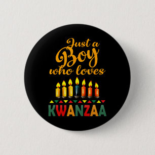 A Boy Who Loves Kwanzaa Kinara African Pride Black 6 Cm Round Badge