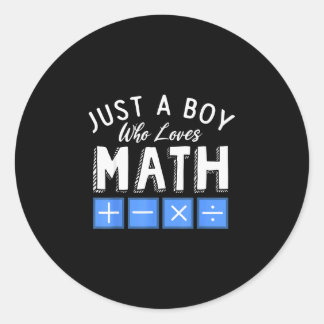 A boy who loves math algebra funny mathematics classic round sticker