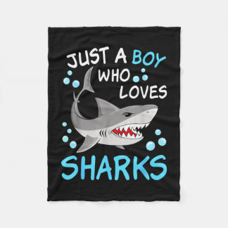 A boy who loves sharks funny ocean animal shark fleece blanket