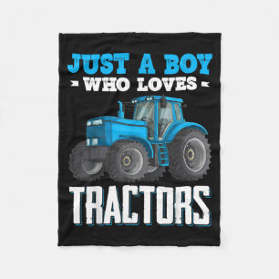 A Boy Who Loves Tractors Farm Trucks Boys Toddlers Fleece Blanket