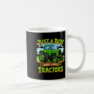 A boy who loves tractors funny farm kid birthday  coffee mug
