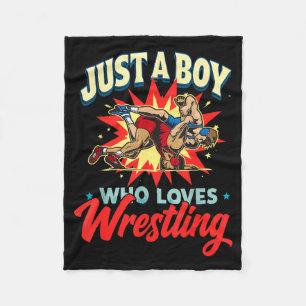 a Boy Who Loves Wrestling Wrestler Martial Arts Fleece Blanket