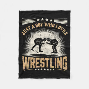 a Boy who Loves Wrestling Wrestler Martial Arts Fleece Blanket