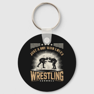 a Boy who Loves Wrestling Wrestler Martial Arts Key Ring