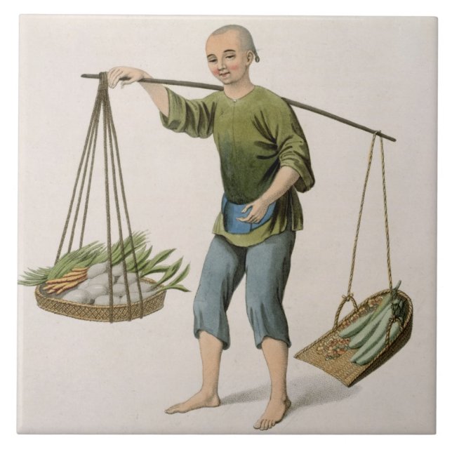 A Boy with Vegetables, plate 54 from 'The Costumes Tile (Front)