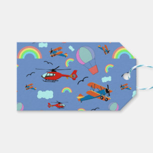 A Boys Flying Pattern on Blue Gift Tags