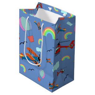 A Boys Flying Pattern on Blue Medium Gift Bag