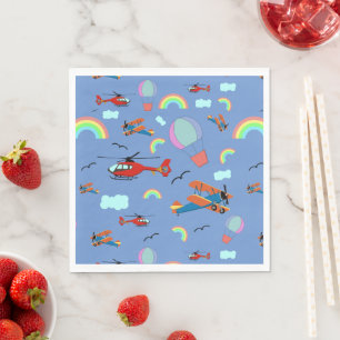 A Boys Flying Pattern on Blue Napkin