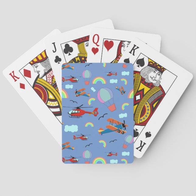 A Boys Flying Pattern on Blue Playing Cards (Back)