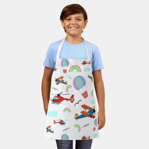 A Boys Flying Pattern on White Apron