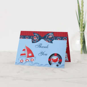 A Boys Sea Life Baby Shower Thank You Card