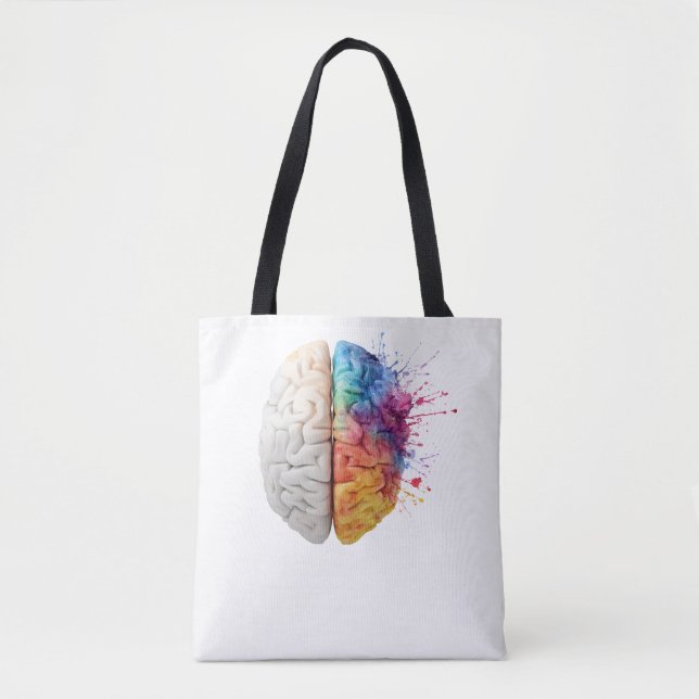 A brain divided between logical and creative sides tote bag (Front)