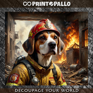 A brave Beagle dog act as Firefighter -  Tissue Paper