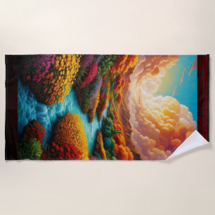 A Breathtaking Fantasy Landscape AI Art - Xzendor7 Beach Towel