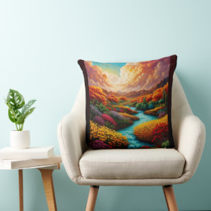 A Breathtaking Fantasy Landscape AI Art - Xzendor7 Cushion