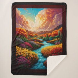 A Breathtaking Fantasy Landscape AI Art - Xzendor7 Sherpa Blanket