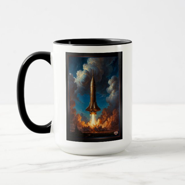 A Breathtaking Retro Fusion Rocket Launch Mug (Left)
