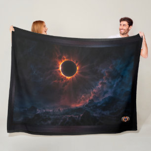 A Breathtaking Solar Eclipse AI Art by Xzendor7 Fleece Blanket