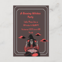 A BREWING Time WITCHES PARTY halloween card