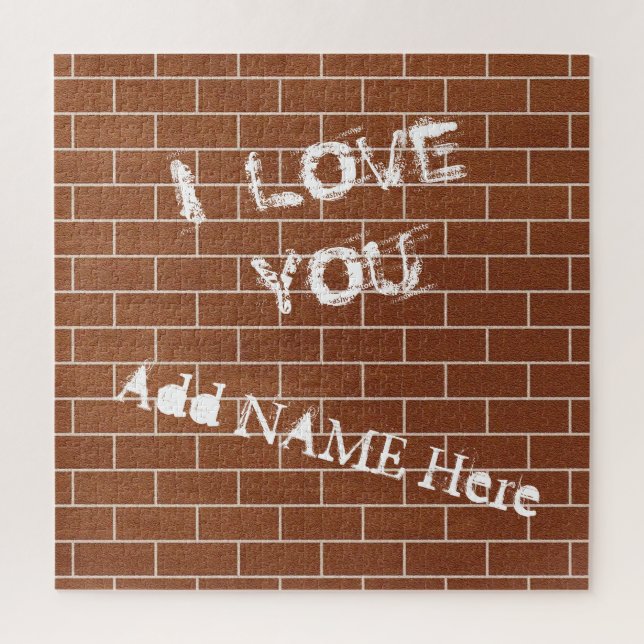 A Brick Wall - I Love You - Add Your Name / Text  Jigsaw Puzzle (Vertical)