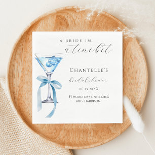 A Bride In A Tini Bit Blue Martini Bridal Shower Napkin