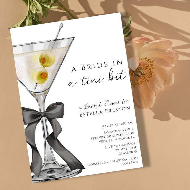 A Bride in a Tini Bit Dirty Martini Bridal Shower Invitation (Creator Uploaded)
