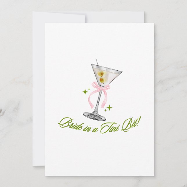 A Bride in a Tini Bit Martini Bachelorette Holiday Card (Front)