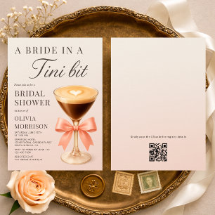 A Bride in a Tini Bit QR Code Bridal Shower Invitation