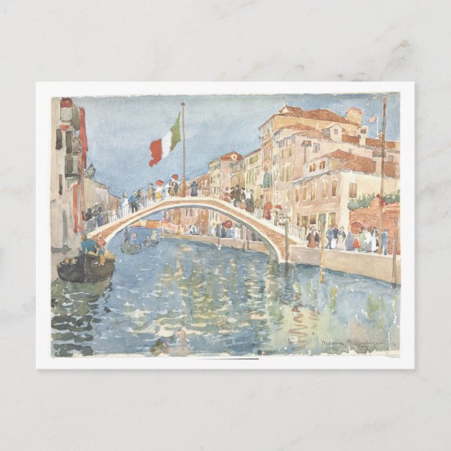 "A Bridge in Venice" Maurice Prendergast Painting Postcard (Front)