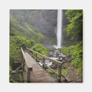 A Bridge Over Columbia River And Latourell Falls Magnet