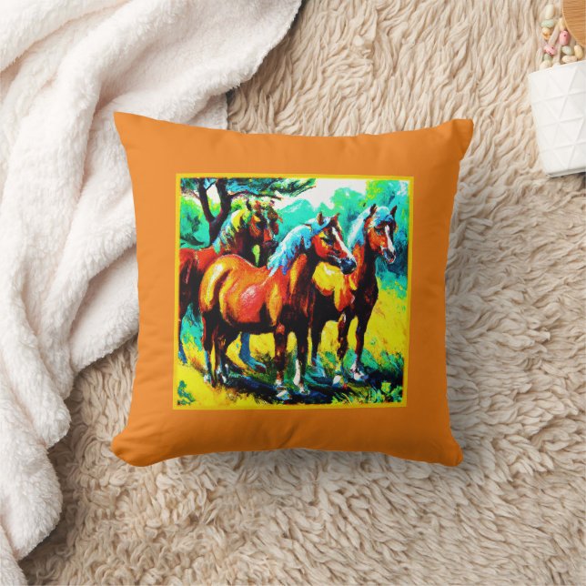 A Bright and Cheerful Horse Art Piece. Buy Now Cushion (Blanket)