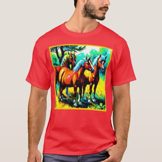 A Bright and Cheerful Horse Art Piece. Buy Now T-Shirt (Front)