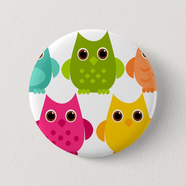 A Bright Bunch of Owls 6 Cm Round Badge (Front)