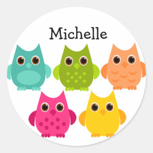 A Bright Bunch of Owls Classic Round Sticker