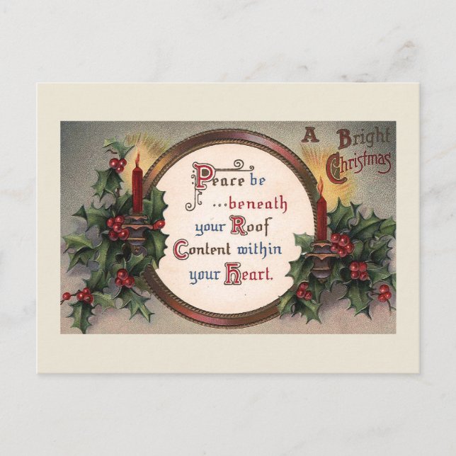 "A Bright Christmas" Vintage Postcard (Front)