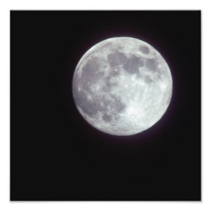 A bright full moon in a black night sky. photo print