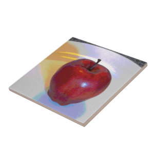 A Bright Red Apple Ceramic Tile