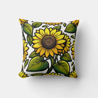 A bright sunflower print cushion