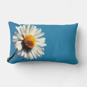 A Bright White Daisy under a Big Blue Sky Lumbar Cushion